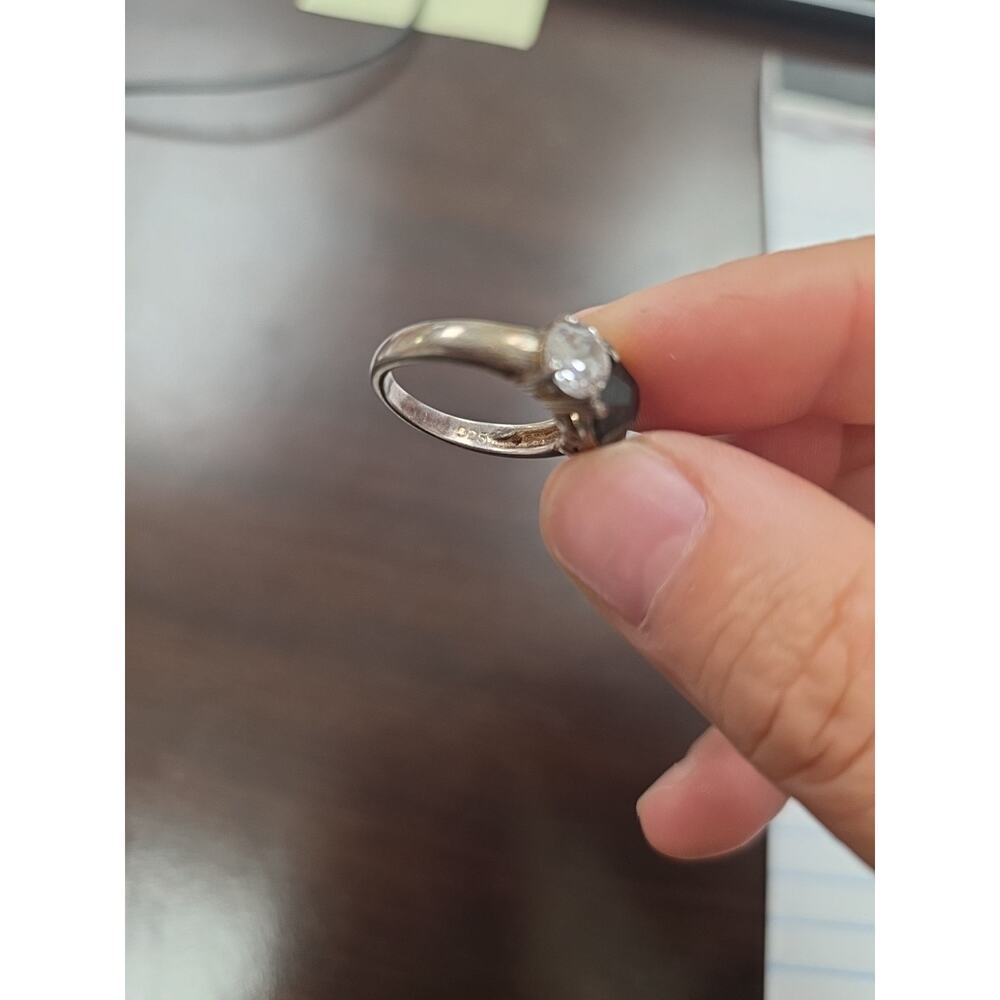 Women's Solitaire White Diamond Topas Promise Ring 925 Silver Size 7 4.89 G - Picture 6 of 16